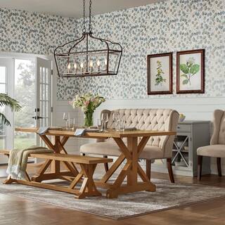 Home Decorators Collection Aberwood Patina Oak Finish Wood Rectangle Trestle Dining Table for 6 (78.75 in. L x 30 in. H) DP18019-P