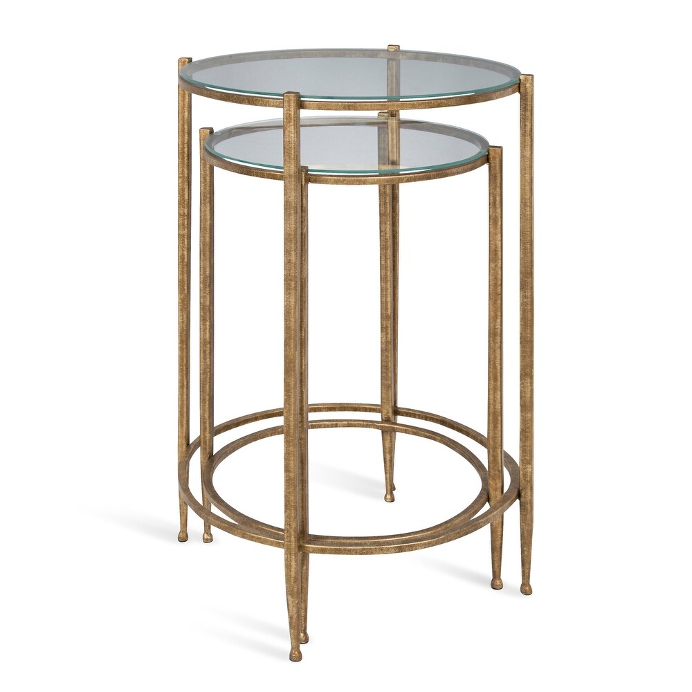 Kate and Laurel Solange Metal and Glass Nesting Tables 2 Piece Set