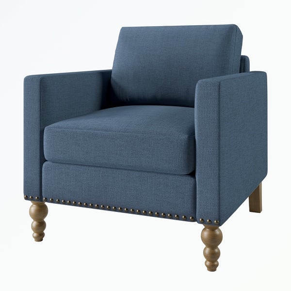 Linen Armchair Accent Chair with Wooden Legs