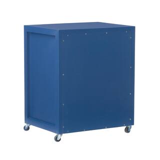 Linon Home Decor Sara Navy Blue File Cabinet with Metal Drawer Glides and Silver Handles THD02963