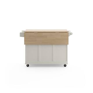 HOMESTYLES Dolly Madison White Kitchen Cart with Natural Wood Top 4511-95