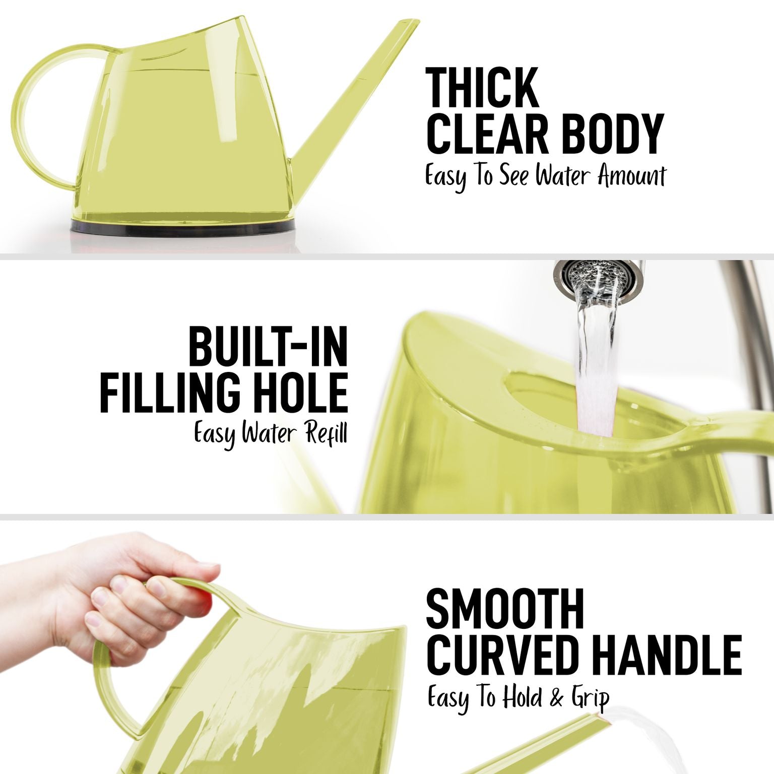 Zulay Home Small PVC Watering Can 1/3 Gallon 1.4L 47oz - Clear Lemon