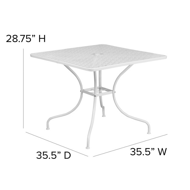 Indoor outdoor Steel Patio Table With Umbrella Hole