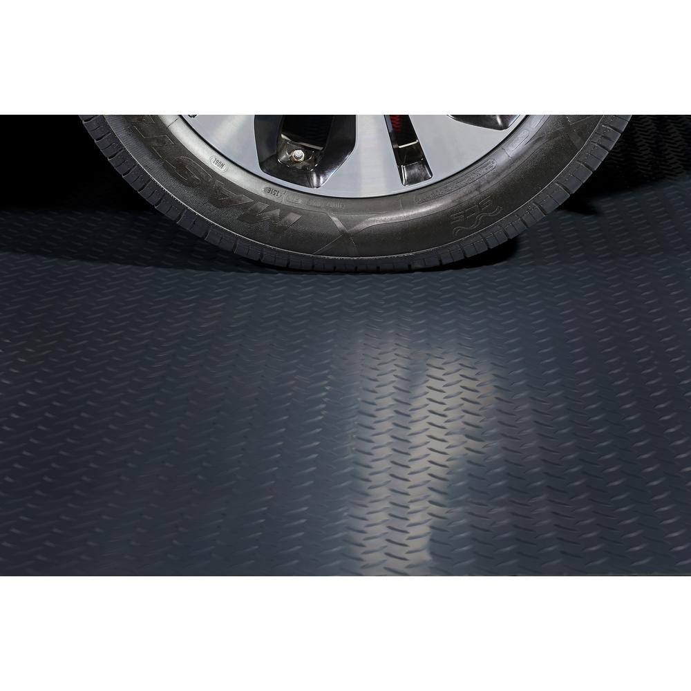 HDX 7.5 ft. W x 14 ft. L Midnight Black Diamond Plate Commercial Vinyl PVC Garage Flooring HX45DT714MBRET