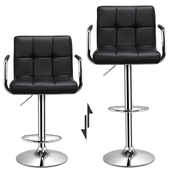 Yaheetech 2pcs Bar Stools with 360-Degree Swivel and Adjustable Height