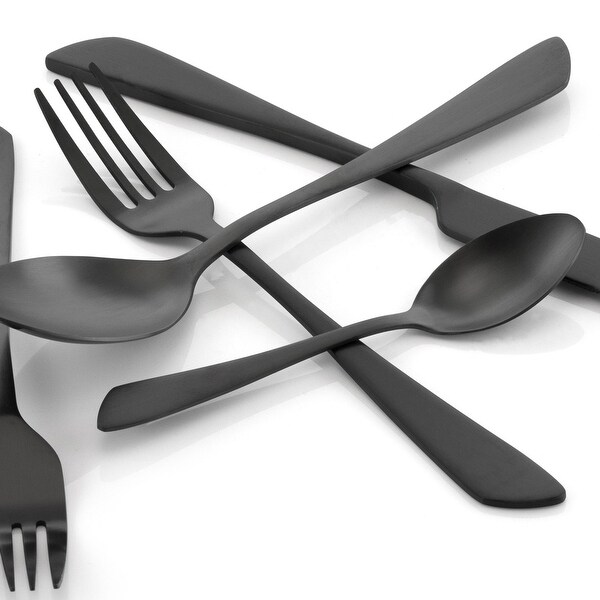 20 Piece Stainless Steel Flatware Set in Midnight Black