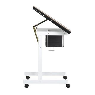 Studio Designs Deluxe 41 W Craft Station White  Maple Mobile Writing Desk with Adjustable Top and Storage 13251