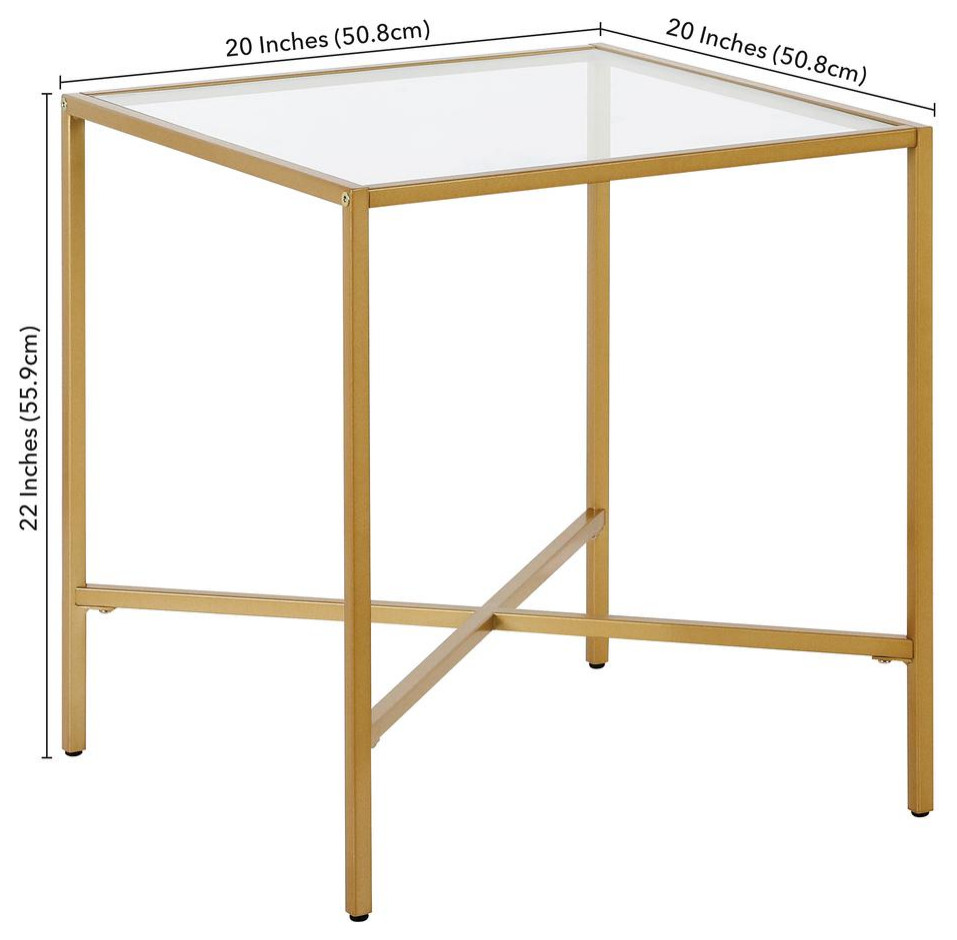 Henley 20  x27 x27Wide Square Side Table in Brass   Contemporary   Accent Chests And Cabinets   by BisonOffice  Houzz