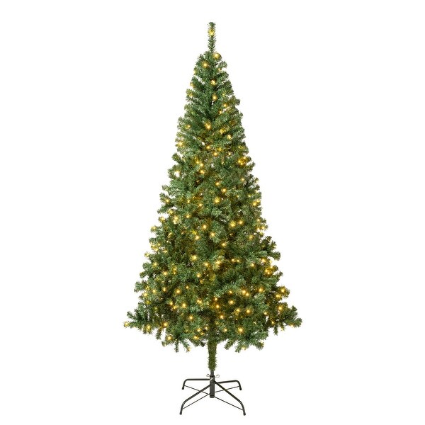 National Tree Company 7.5 ft. Prelit Artificial Linden Spruce Wrapped Tree 400 Warm White LED Lights