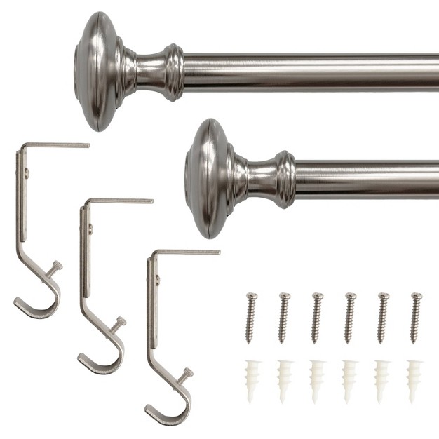 Drapery Single Rod Set Finials Traditional Brushed Nickel Lumi Home Furnishings