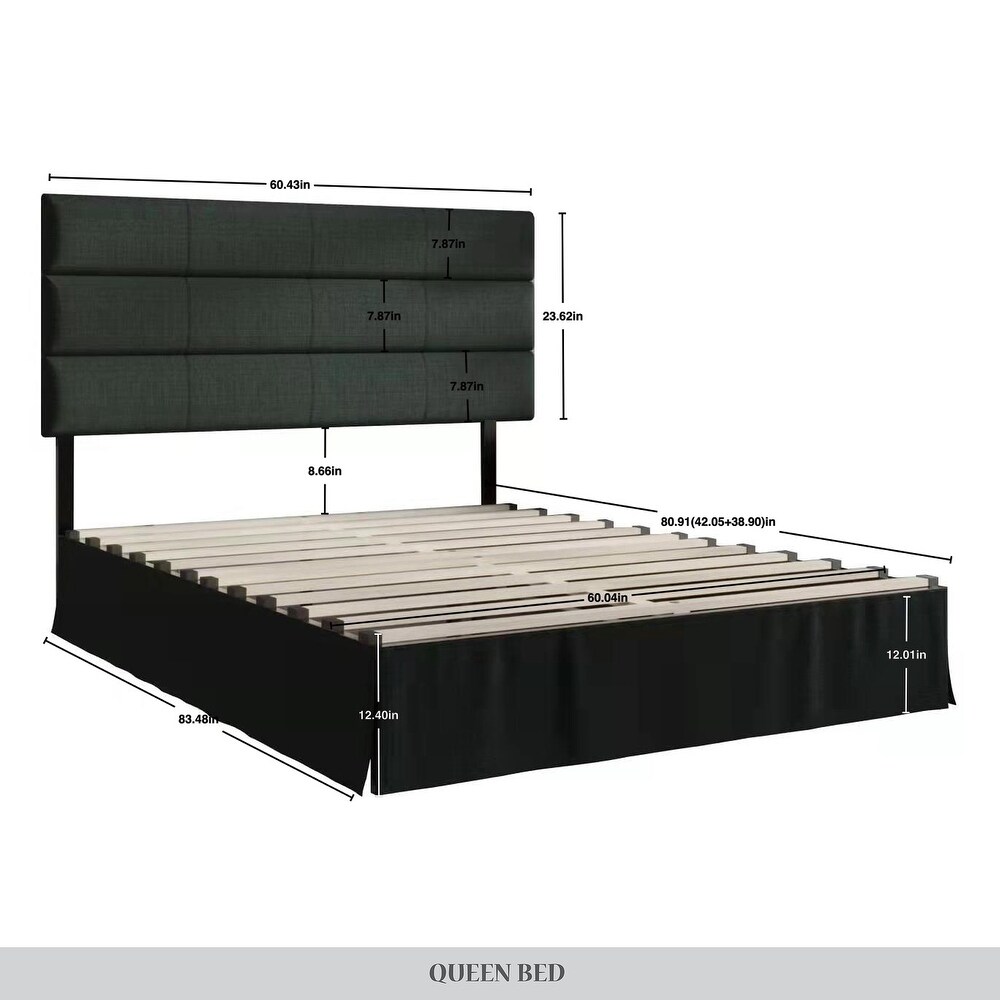 CraftPorch Contemporary Woven Linen Fabric Upholstered Platform Bed