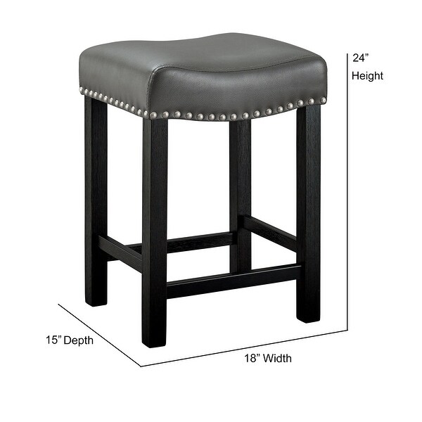 Porch and Den Ariana Gray Faux Leather Counter Stool - Set of 2