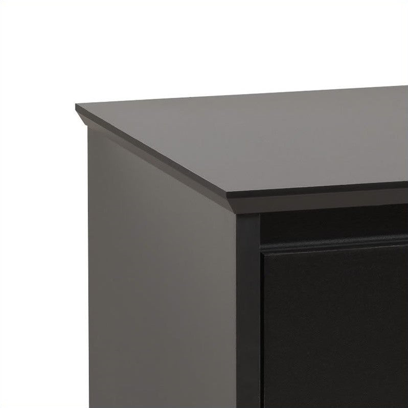 Home Square Tall 3 Drawer Wood Nightstand Set in Black (Set of 2)