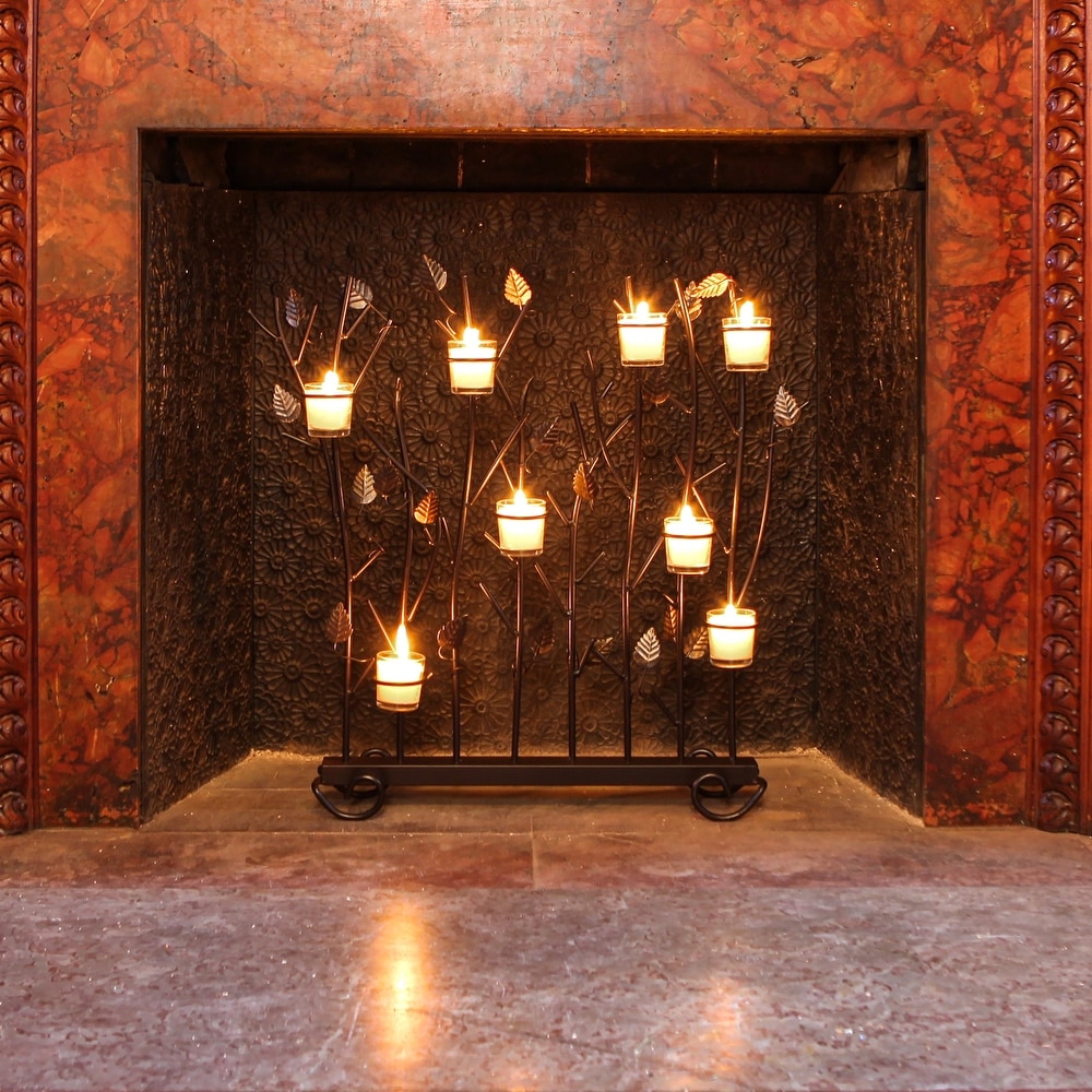 Minuteman International Rustic Summer Fireplace Screen for Votives  26 Inch Tall  Roman Bronze and Gold