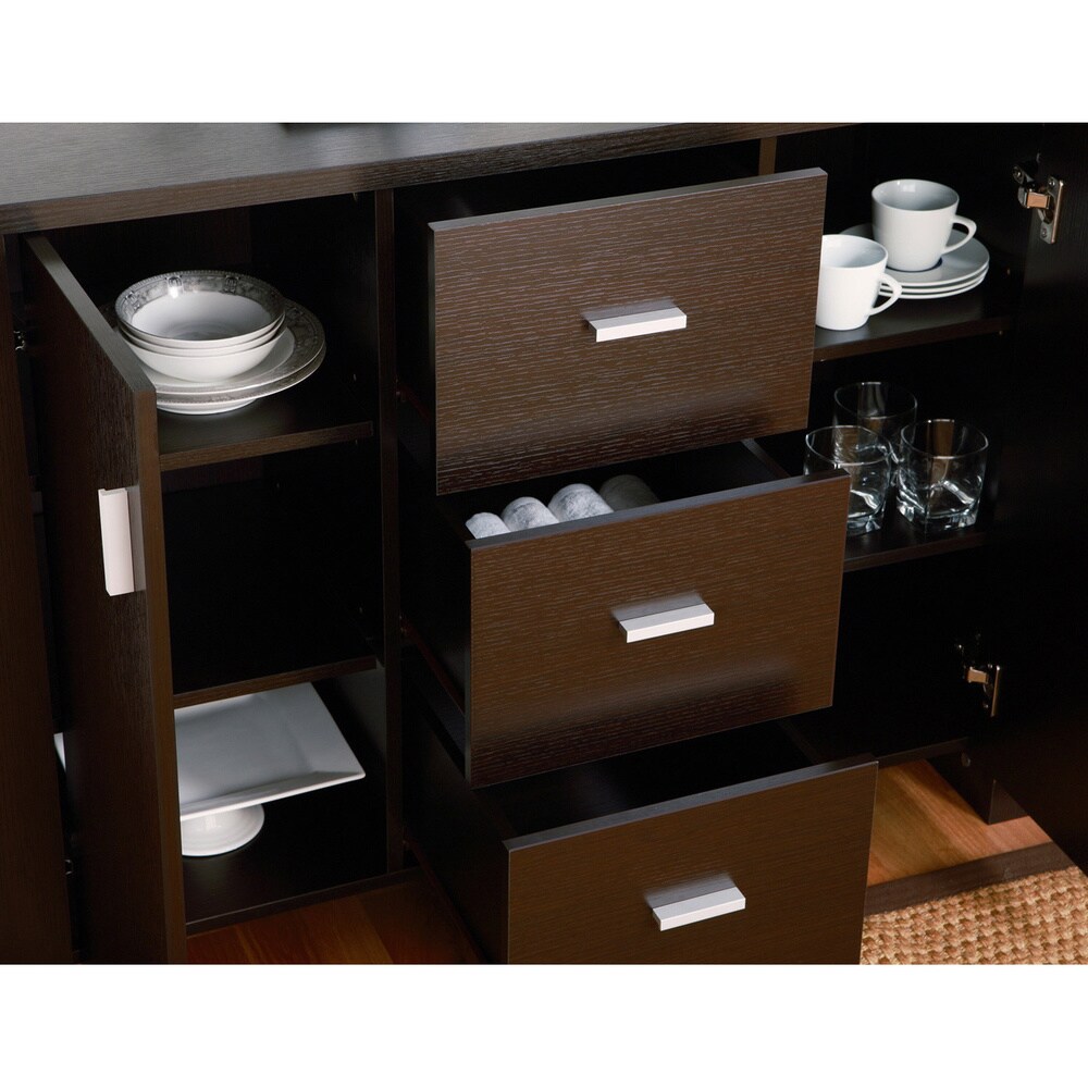 Furniture of America Clayton Modern Cappuccino 12 shelf Dining Buffet