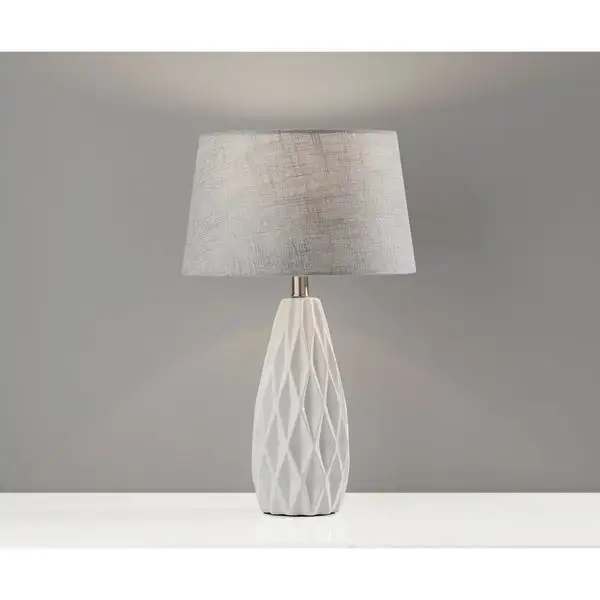 Adesso Joan Geometric White Table Lamp (Set of 2)