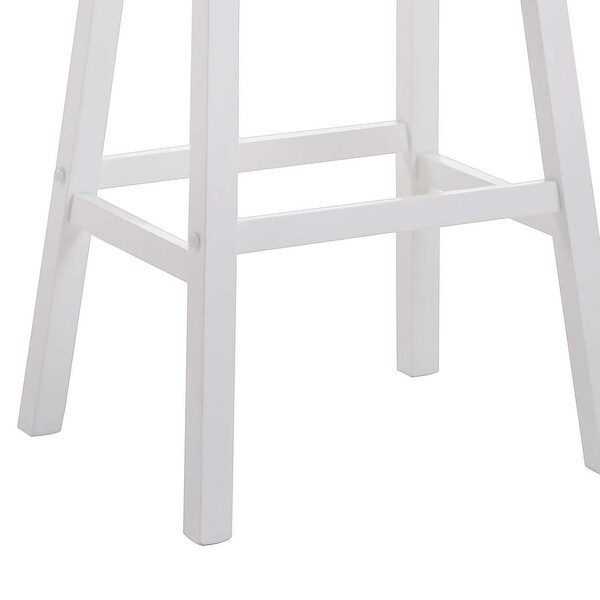 Wooden Bar Height Stools With Saddle Seat， White (Set of 2) - 29 H x 16.14 W x 17.91 L Inches