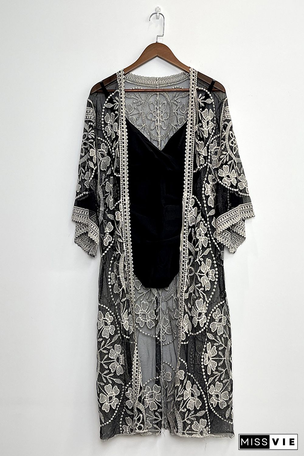 Lace Splicing Sheer Beach Cover Up Kimono