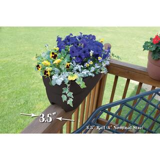 CITY PICKERS Bloomers Series 10 in. L x 24 in. W x 11 in. H Charcoal Resin Weatherproof Deck and Porch Rail Planter Drainage Holes 2440W-1