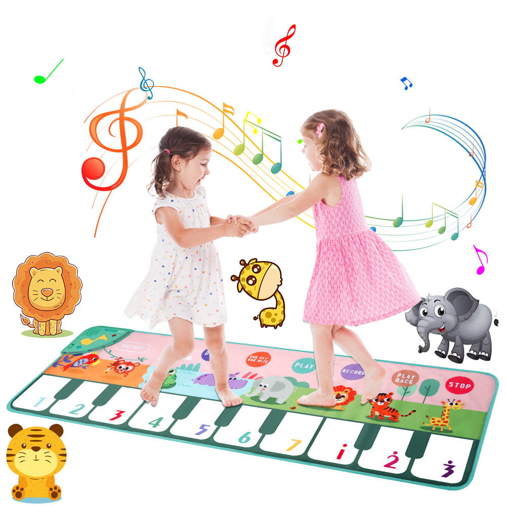 LAYADO Piano Mat for Kids， Floor 17 Keyboards Music Dance Playmat Musical Play Mat Portable Early Learning Educational Toys Gifts for Toddler Aged 0.1.2.3.4.5.6 Year Old Boys and Girls Gift