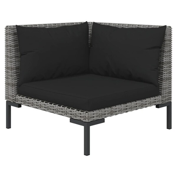 10 Piece Patio Lounge Set with Cushions Poly Rattan Dark Gray