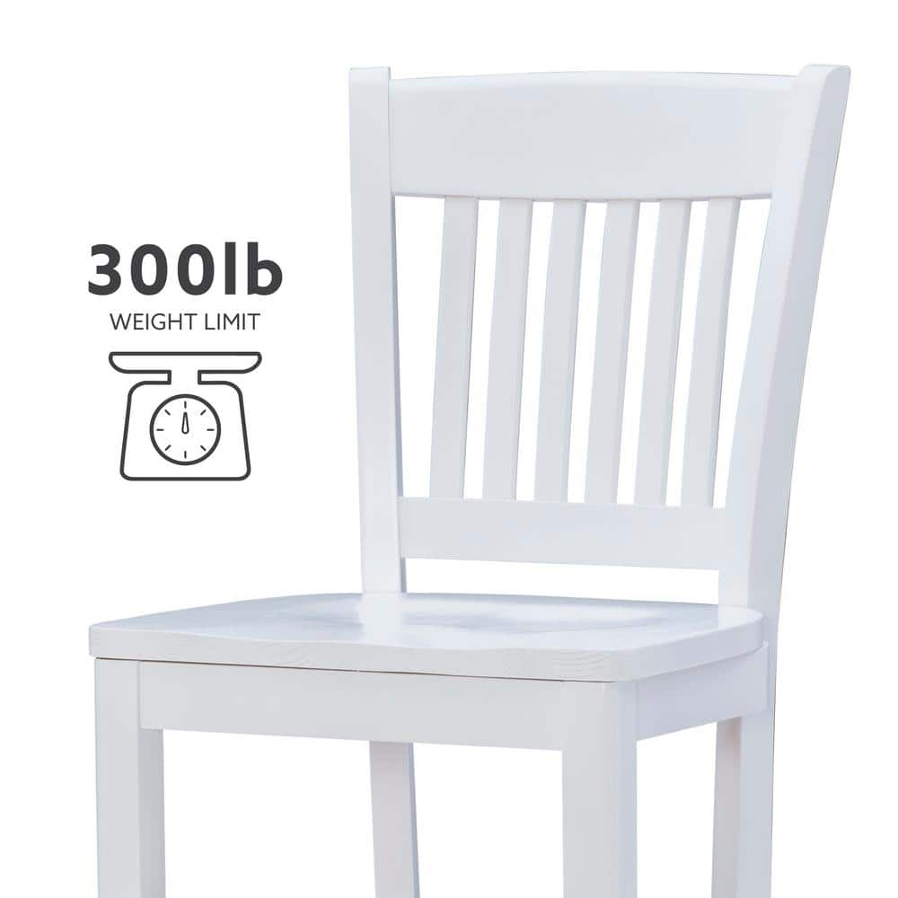 Linon Home Decor Dorothy 40.5 in. White Wood Back Bar Stool with 24 in. High Wood Seat (Set of 2) THDAC3765