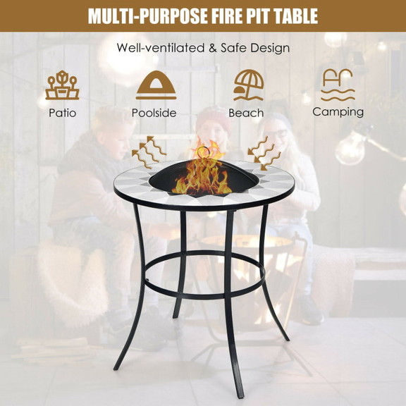 Costway 17436890 23.5 Inches Round Fire Pit Table ...