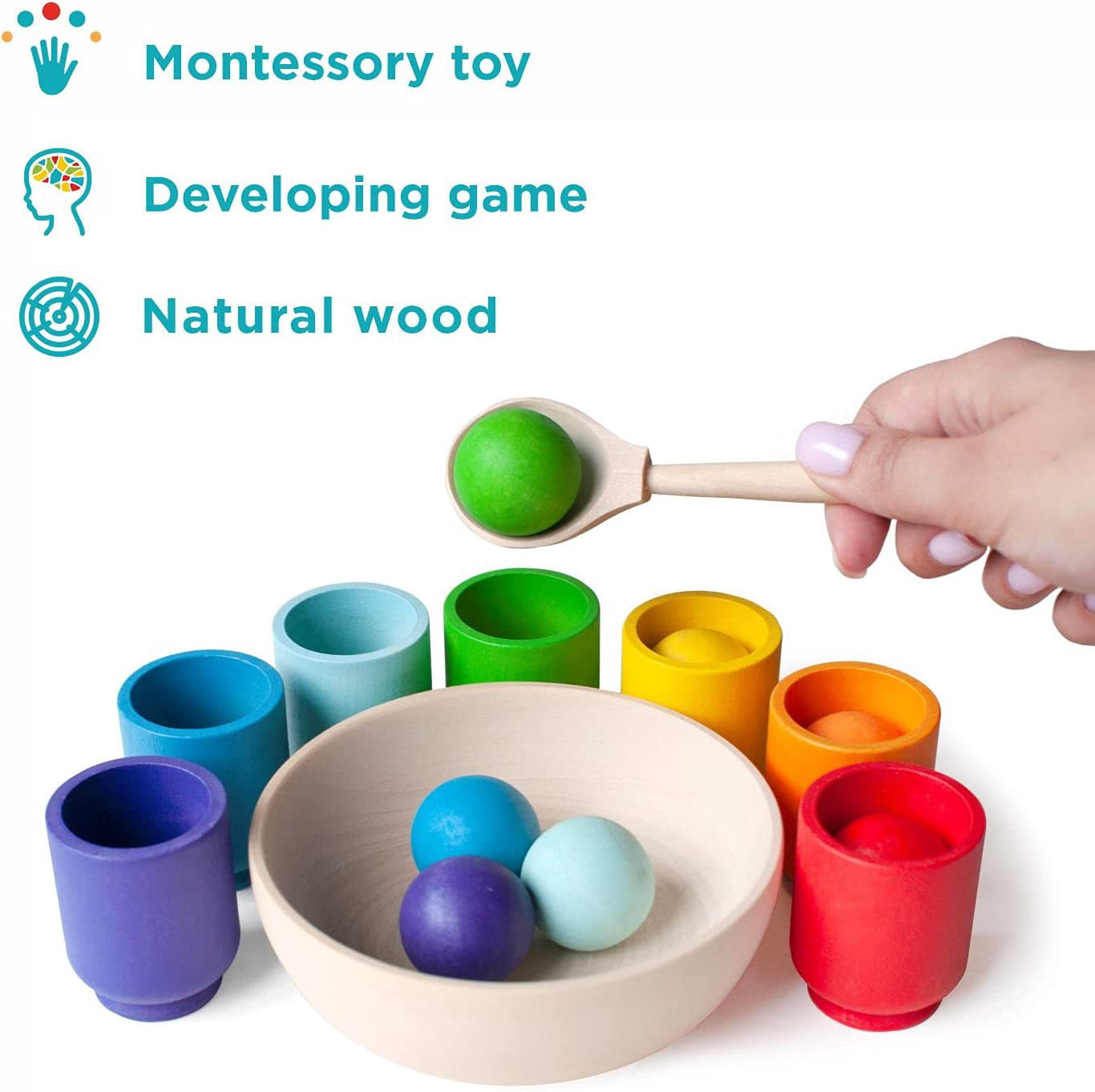 ANTIC DUCK Montessori Toys for Toddlers， Wooden Sorter Color Matching Toys for 1 Year Old Boys Girls