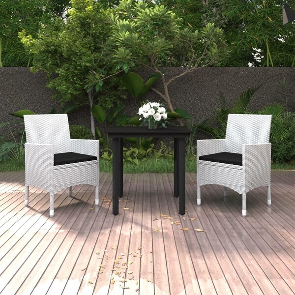 vidaXL Patio Dining Set Outdoor Table and Chair Set Poly Rattan and Glass