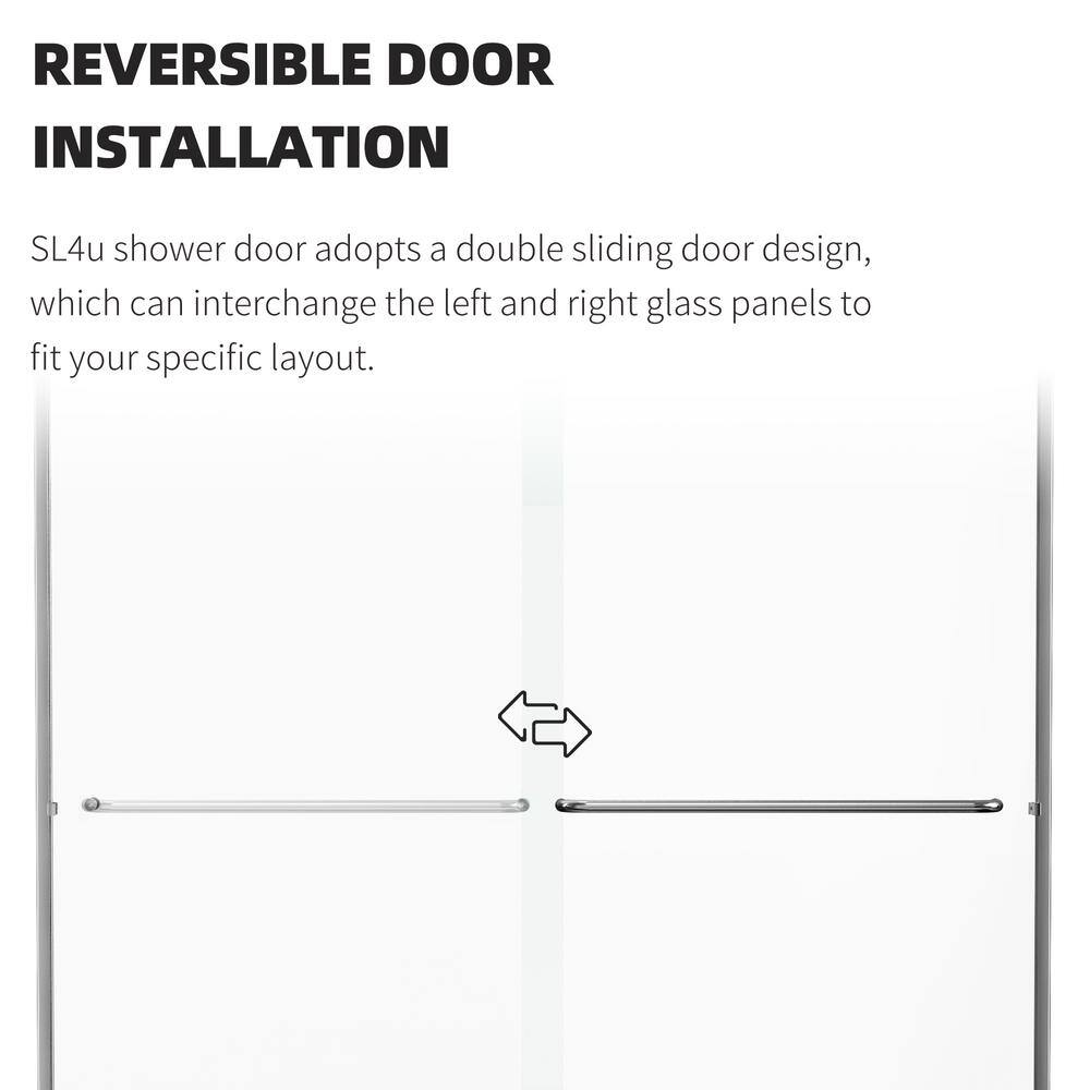 LTMATE 60 in. W x 57.4 in. H Double Sliding Framed Tub Door in Brushed Nickel with Frosted Glass HDB020223DM