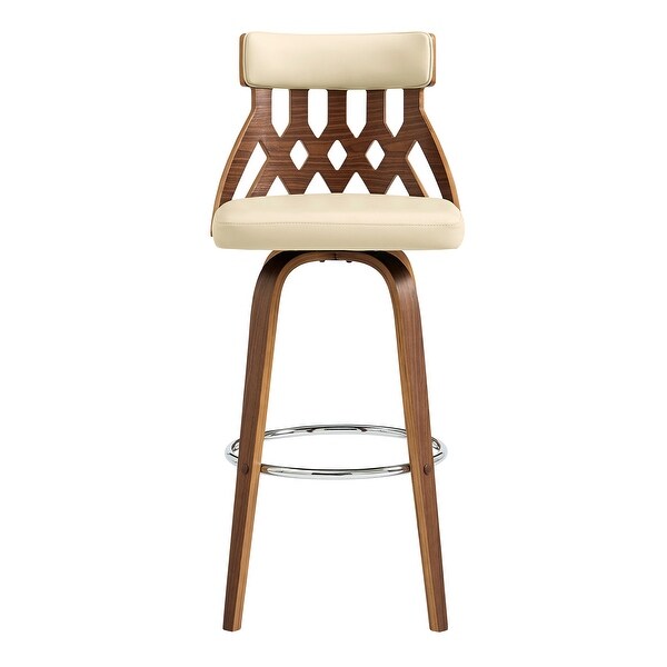 Crux Swivel Bar Stool in Faux Leather and Wood