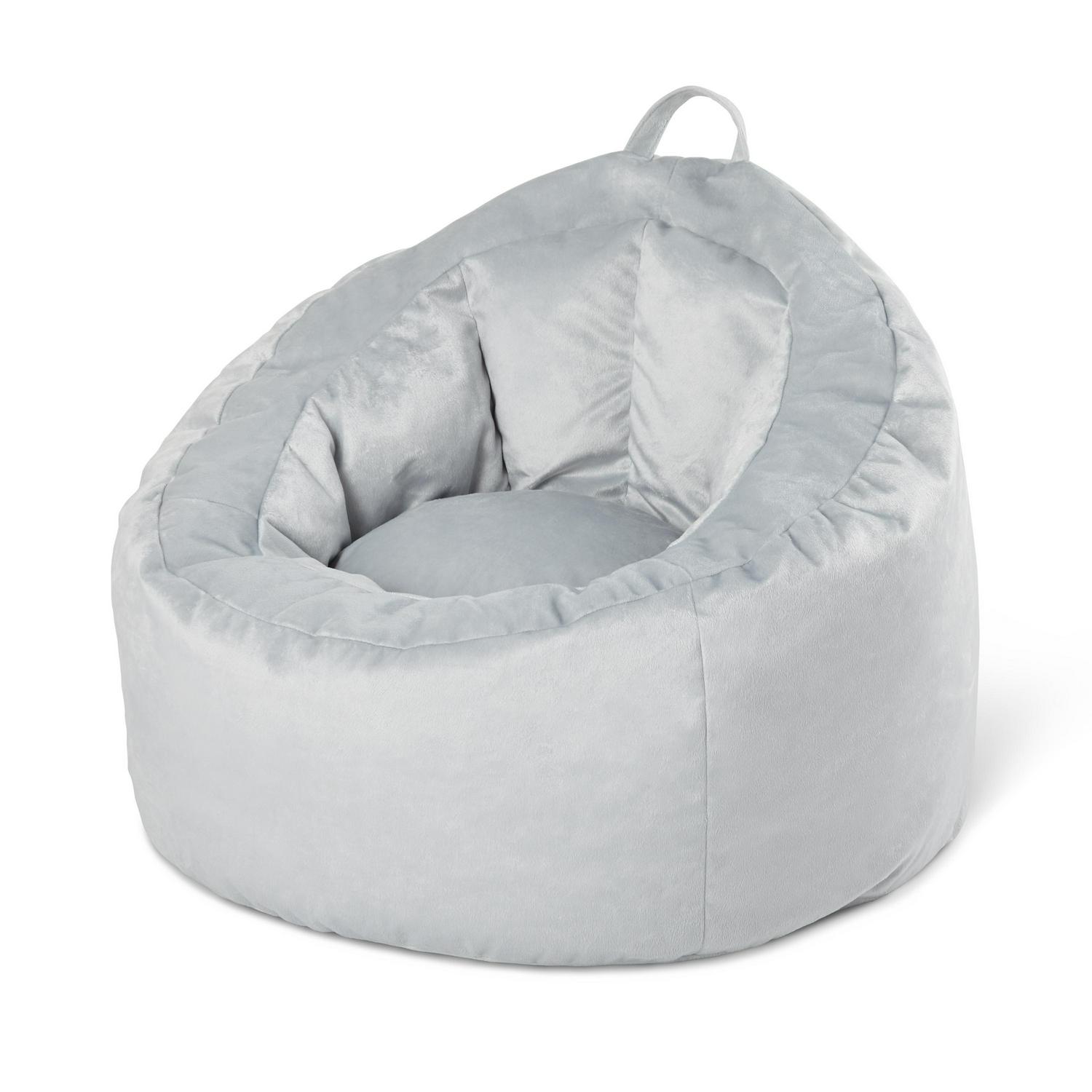 Your Zone Gray Velvet Bean Bag Lounge Chair with Pocket  Crowdfused