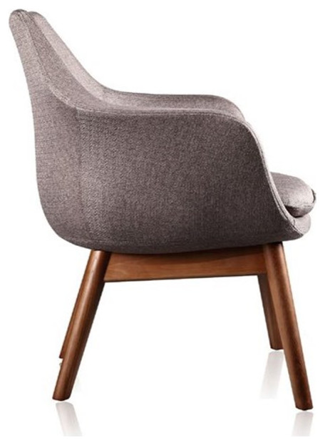 Manhattan Comfort Cronkite Fabric Accent Chair in Gray/Walnut (Set of 2)   Midcentury   Armchairs And Accent Chairs   by Homesquare  Houzz