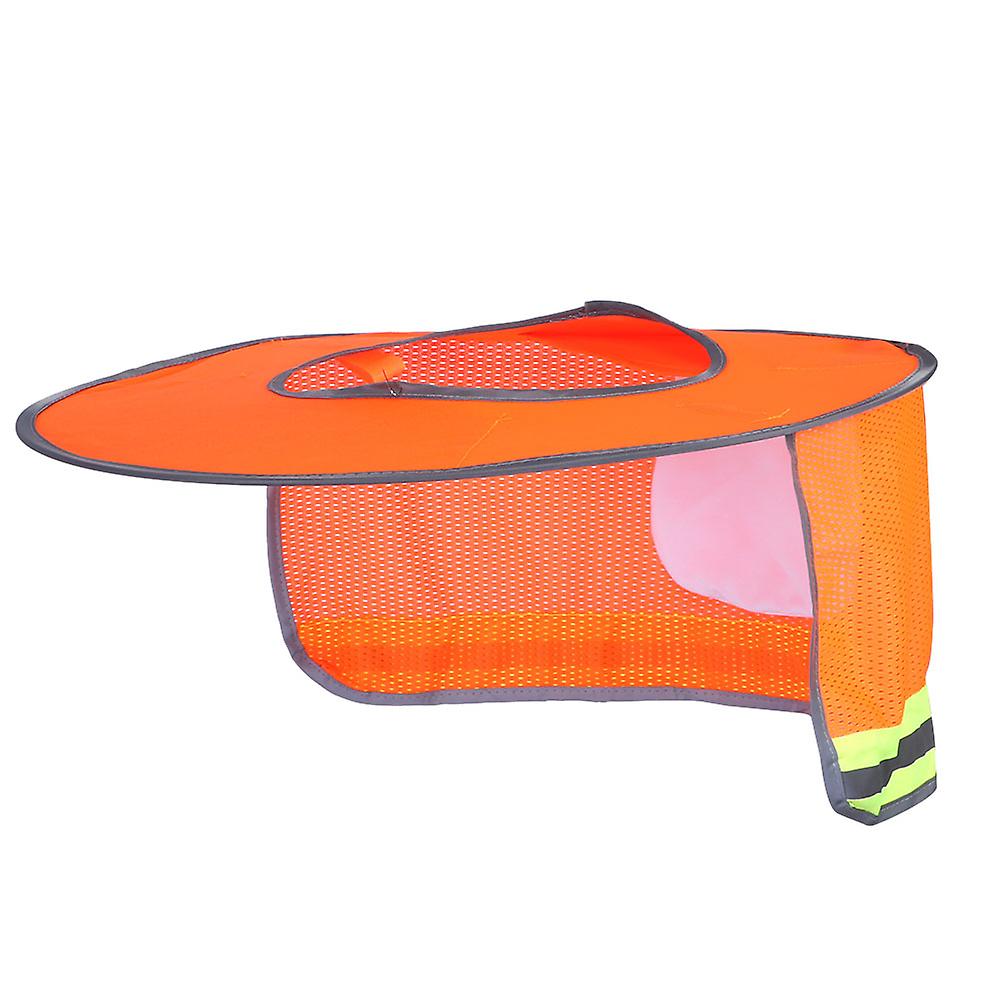 Summer Outdoor Sunscreen Breathable Safety Helmet Shade Neck Protective Cover Shield Orange