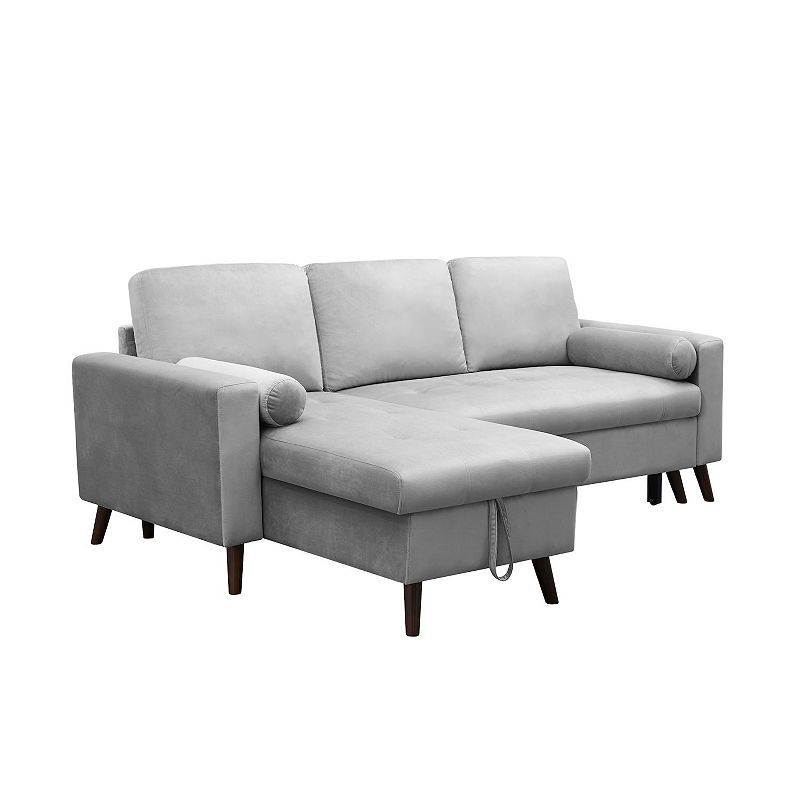 F.c Design Reversible Pull Out Sleeper Sectional Storage Sofa Bed With Left/right Handed Chaise