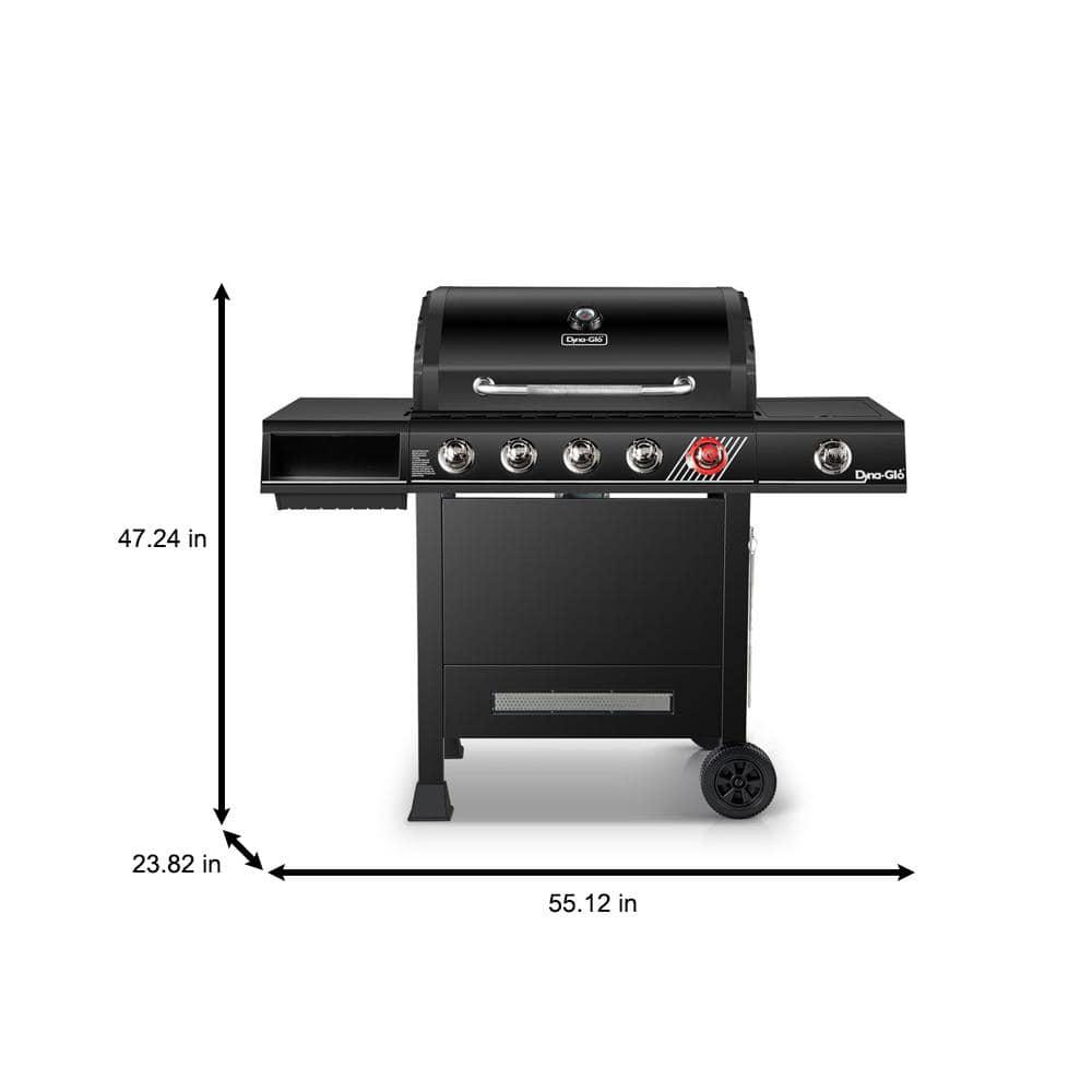 DynaGlo 5Burner Propane Gas Grill in Matte Black with TriVantage Multifunctional Cooking System