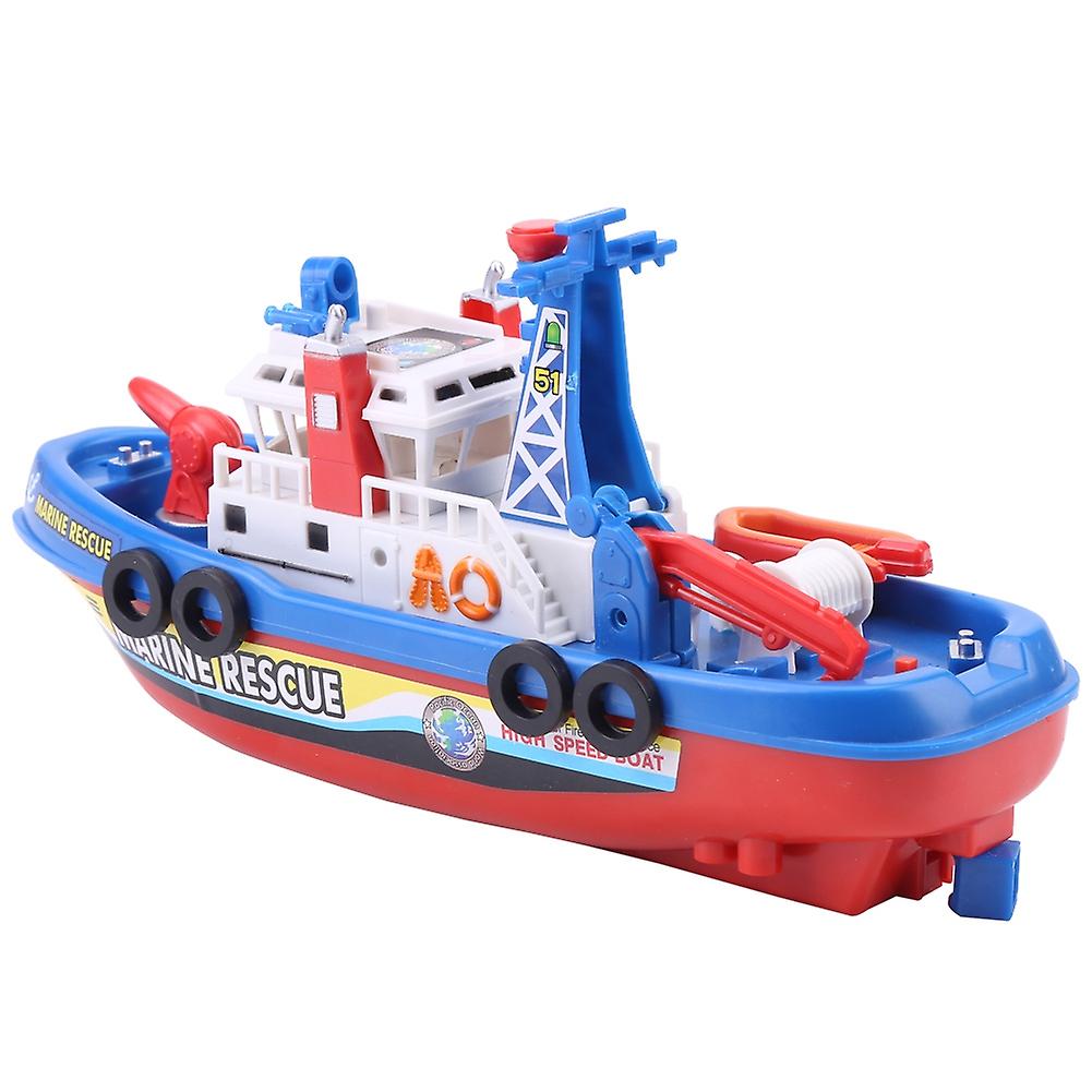 Children Kids Fireboat Toy Water Spraying Ship Model With Sound and Flash Light