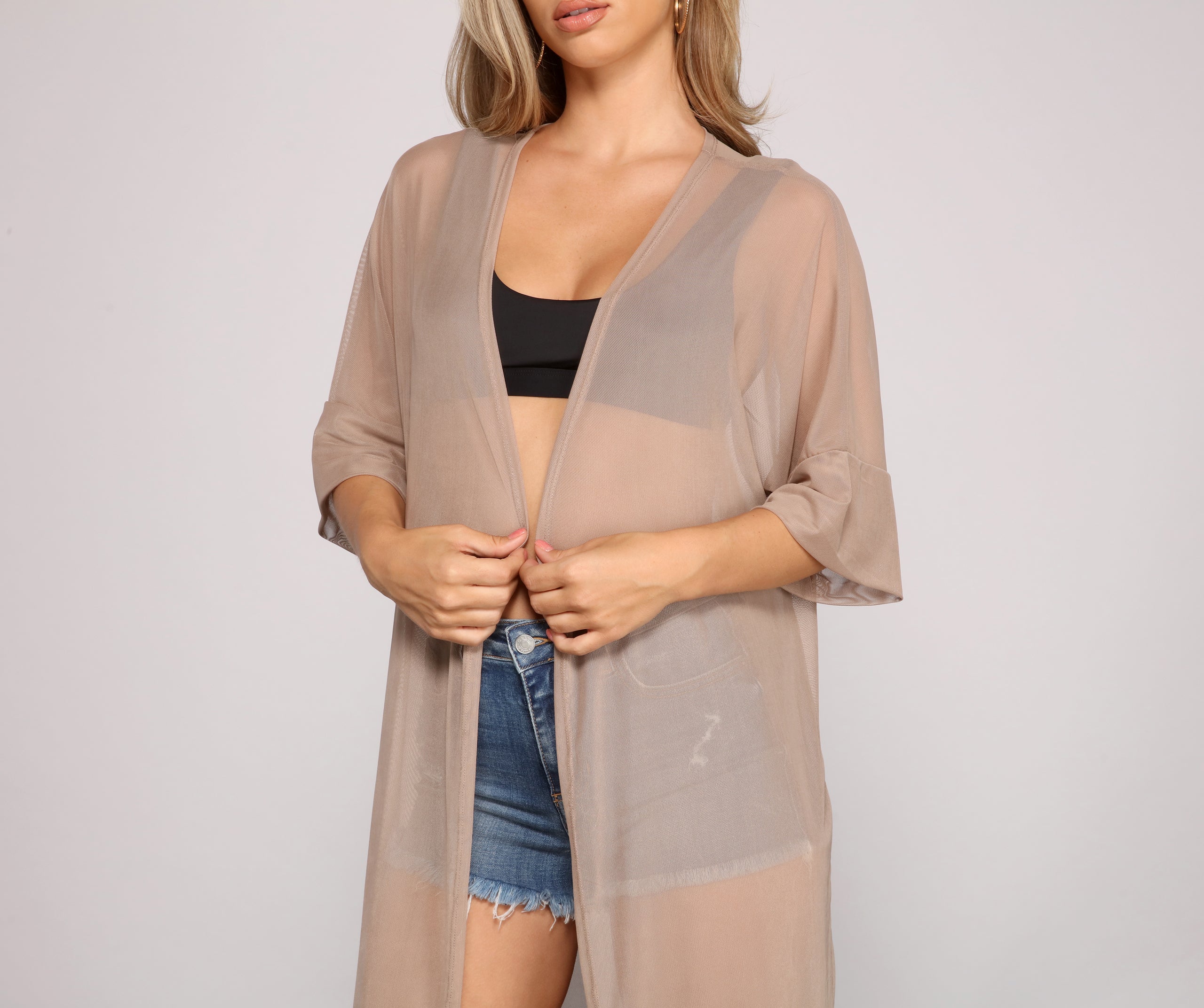 Layer On The Style Mesh Kimono