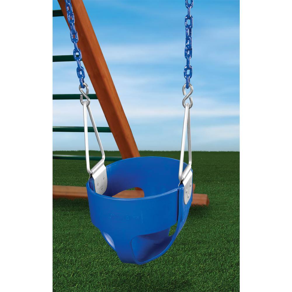 Swing-N-Slide Playsets Blue Full Bucket Toddler Swing with Chains WS 2081