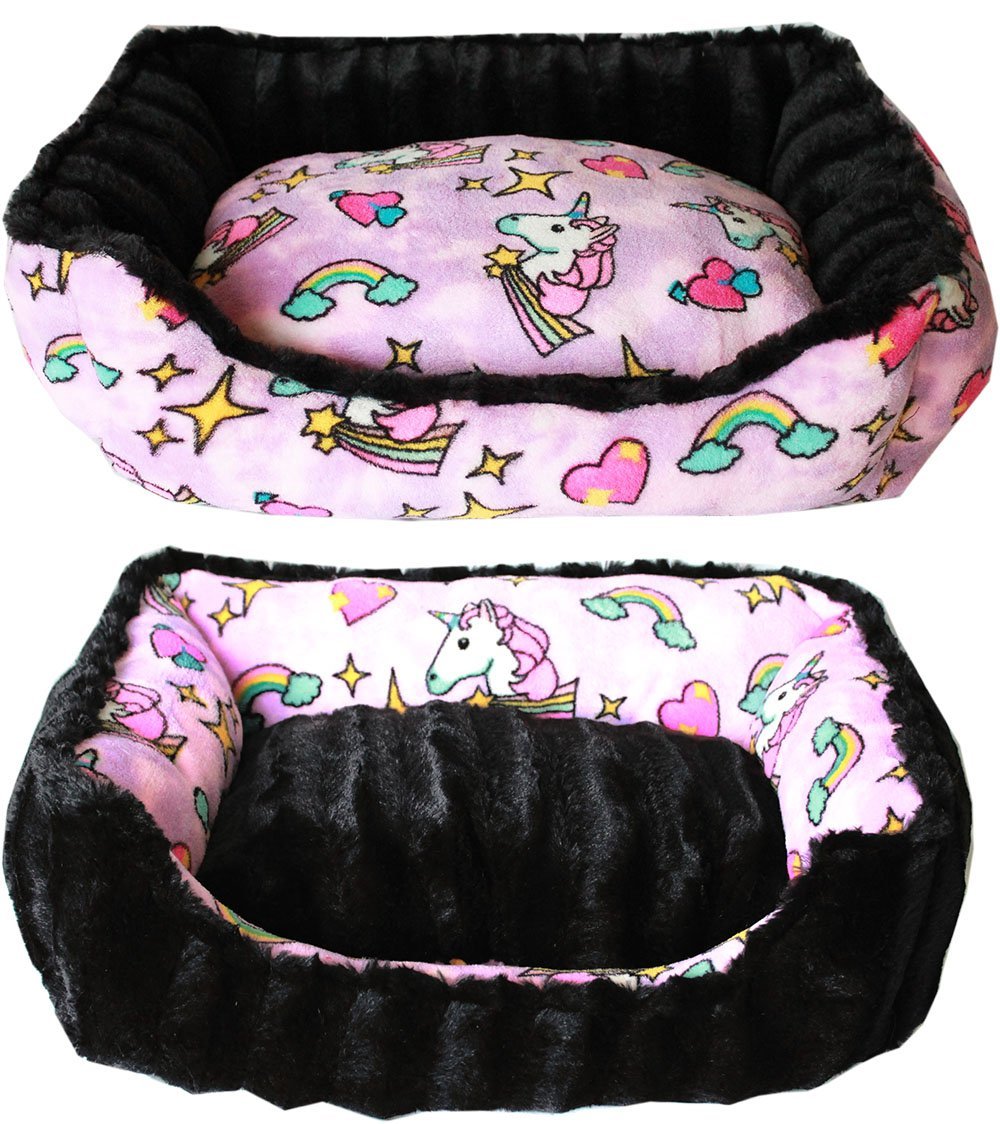 Pink Unicorn Reversible Bumper Dog Bed