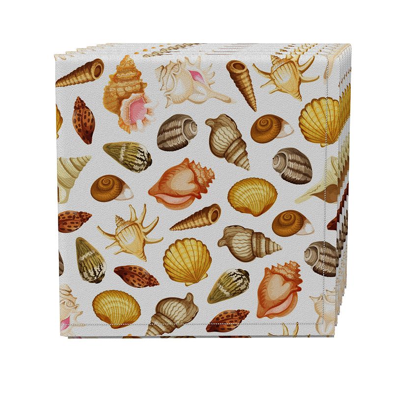 Napkin Set of 4， 100% Cotton， 20x20， Collection of Beach Shells