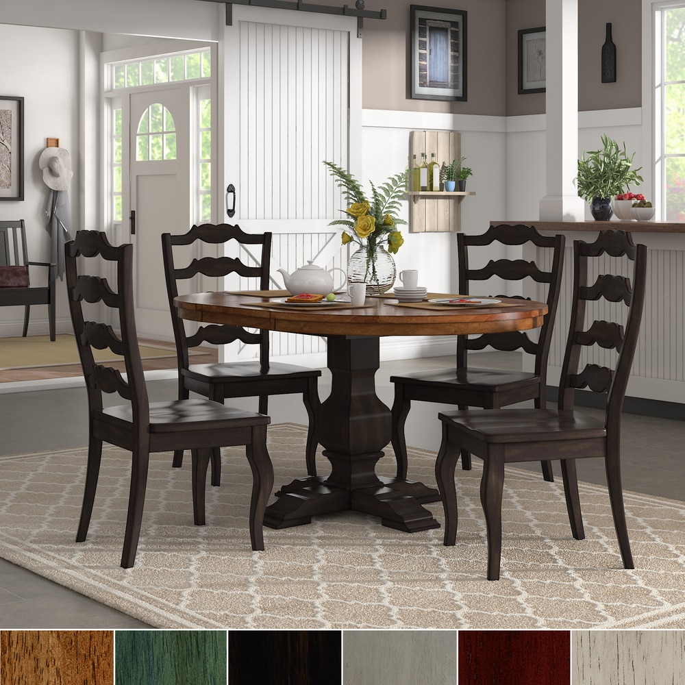 Eleanor Black Extending Oval Wood Table French Back 5 piece Dining Set by iNSPIRE Q Classic