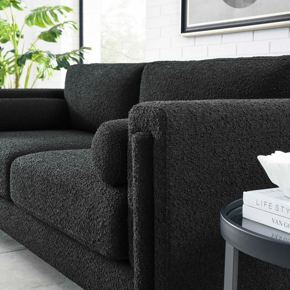 Visible Boucle Fabric Sofa   Black   Transitional   Sofas   by First of a Kind USA Inc  Houzz