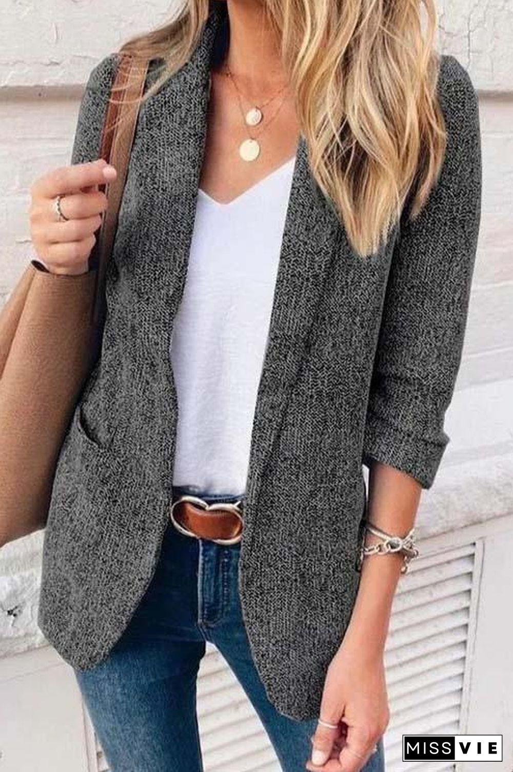 Smoky Gray Classic Blazer Suit Coat