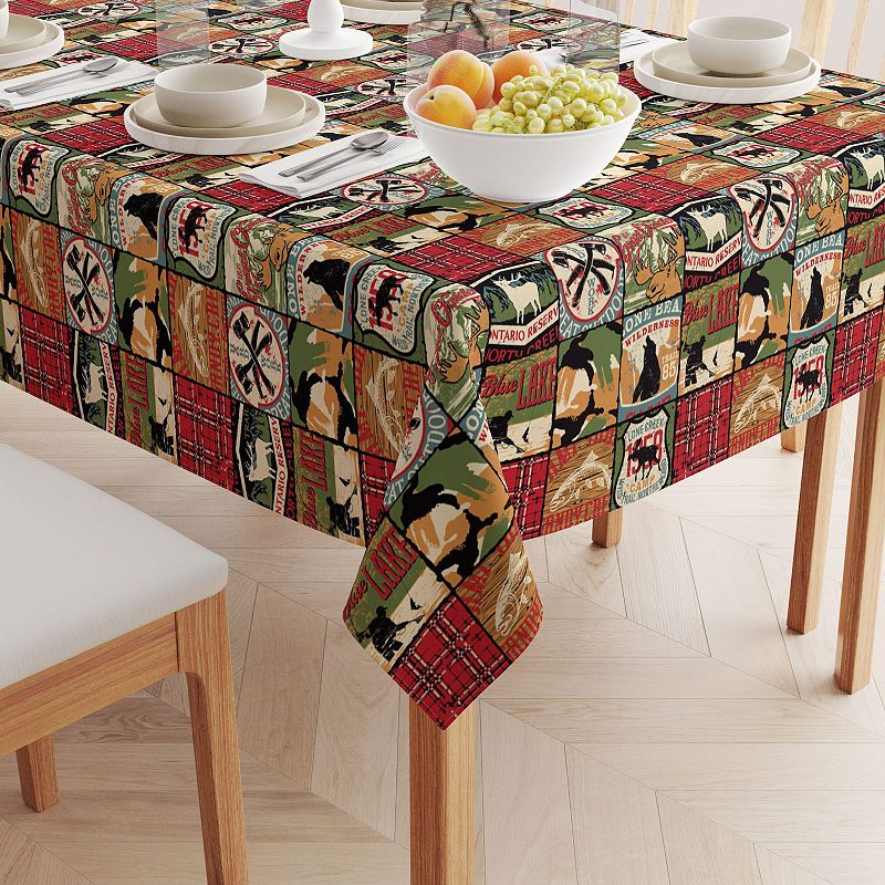 Square Tablecloth， 100% Polyester， 54x54， Great Outdoors Patchwork