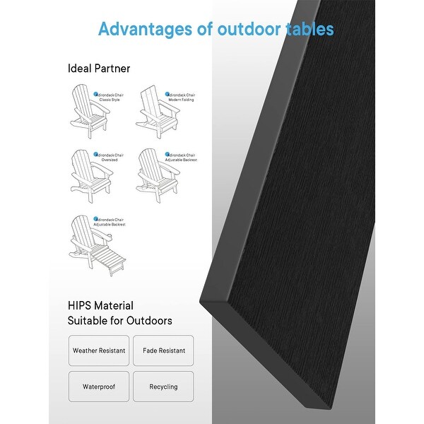 WINSOON Outside Adirondack Square Side Table，Weather Resistant Patio Table