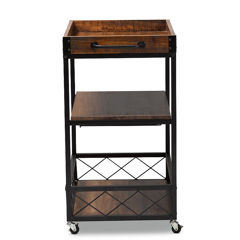 Baxton Studio Capri Medium Brown Wine Cart