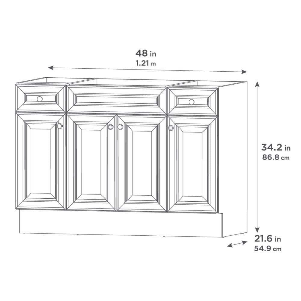 Glacier Bay Glensford 480 in W x 216 in D x 342 in H Bath Vanity Cabinet without Top in White