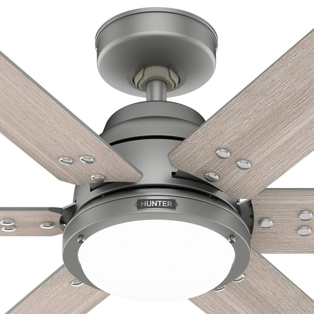 Hunter Gravity 72 in. Integrated LED Indoor Matte Silver Smart Ceiling Fan with Light Kit and Remote Included 51884