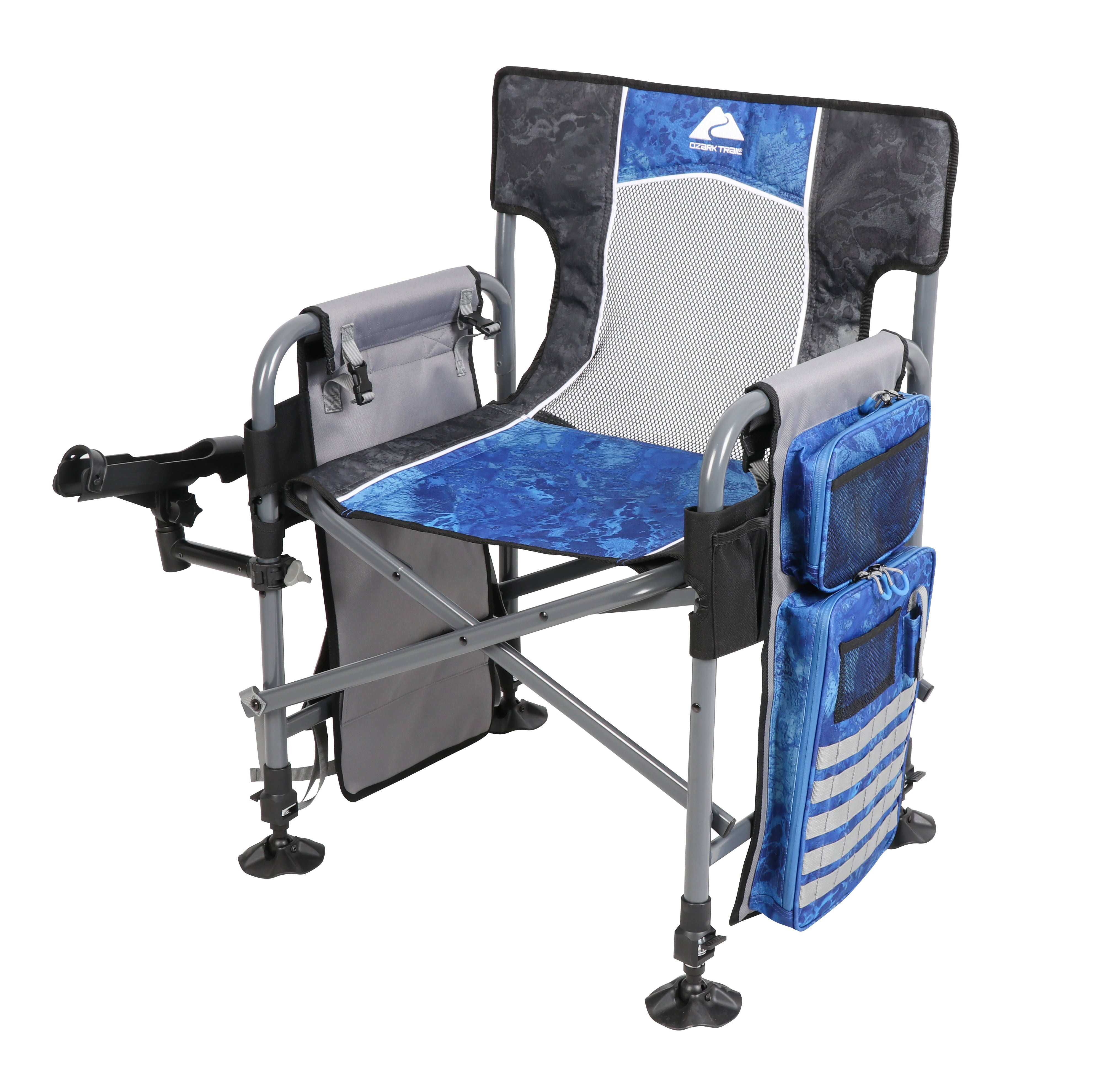 Ozark Trail Camping Director Fishing Chair, Blue, Adult